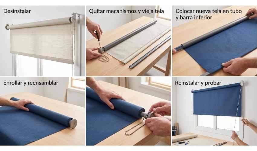 Cambio de tela de cortinas roller